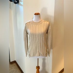 IMAN Light Beige Sweater W/ Decorative Gold Studs Size Medium